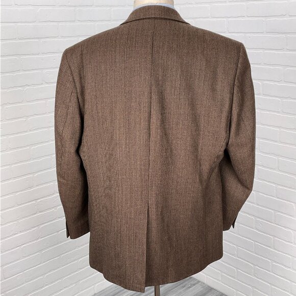 Chaps Blazer Men 46R Brown Red Houndstooth Lambswool Classic Career Jacket - Picture 4 of 15